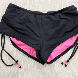 Xhiliration Black and Pink Swim Bottoms Size XL